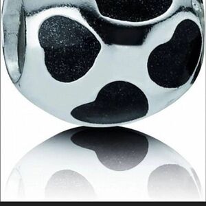 Pandora Silver and Black Heart Charm Bead